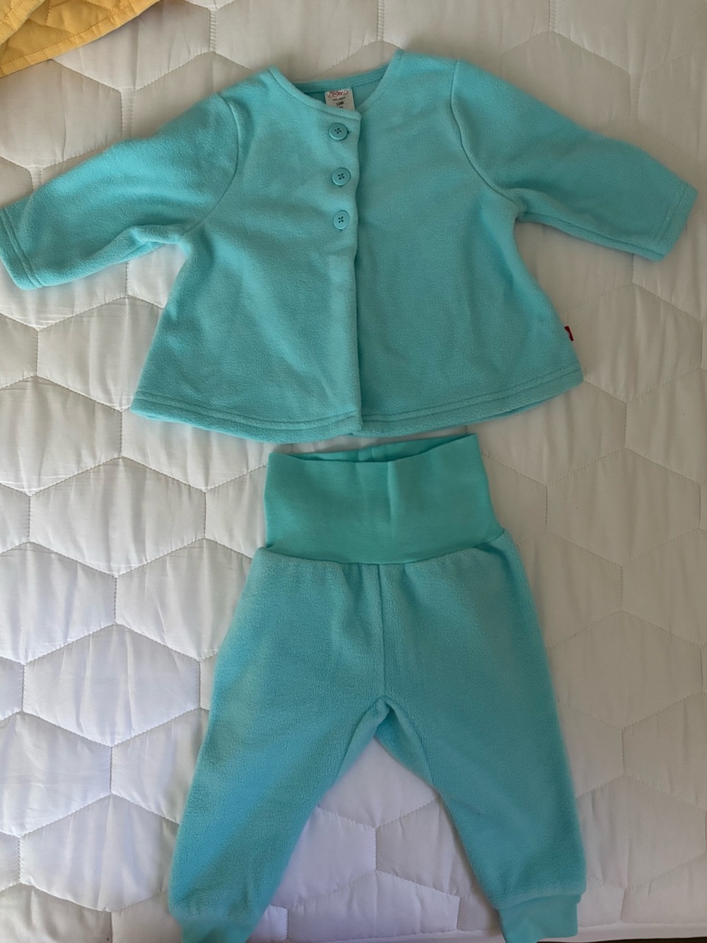 Fleece Baby Jacket and Pants Set, 12 months, Aqua color